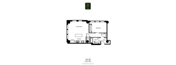 A black and white image of a floor plan for a 2nd and last floor apartment.