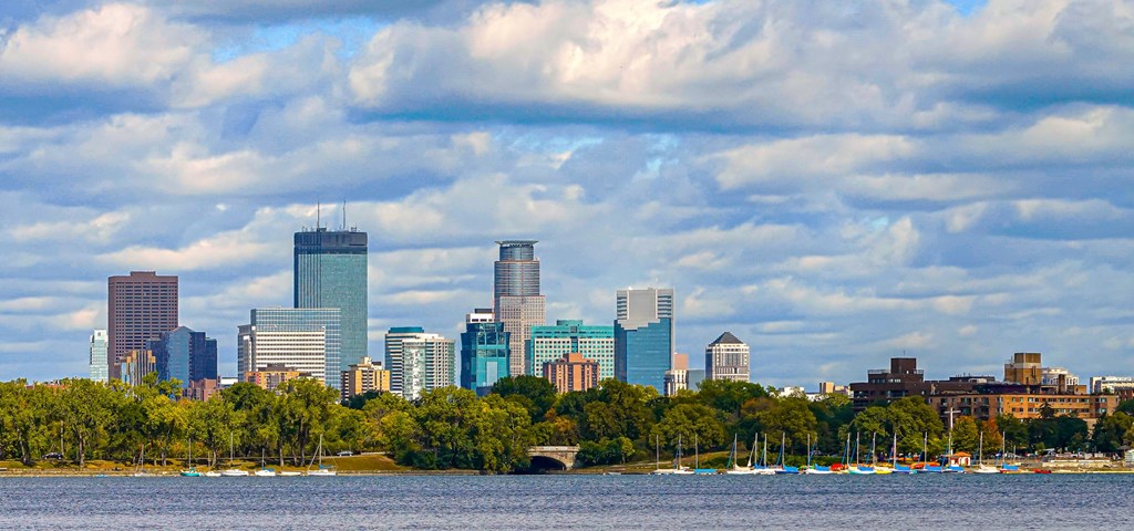 a view of the city skyline from across the water