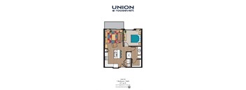 a floor plan of a unit with a bedroom and a bathroom