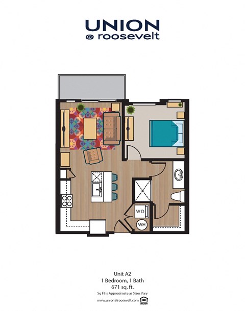 a floor plan of a unit with a bedroom and a bathroom