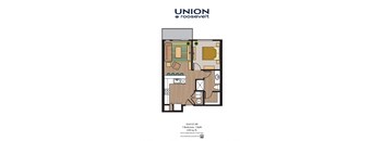 a floor plan of a unit with a bedroom and bathroom