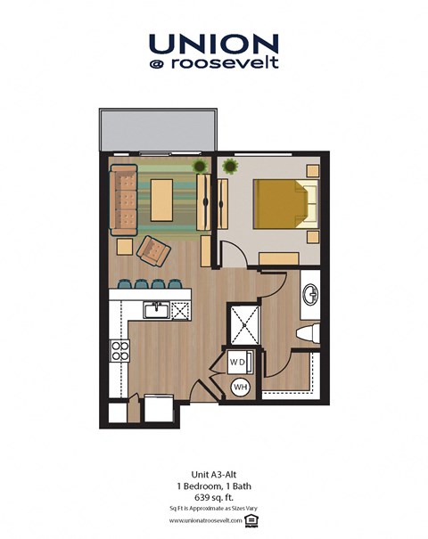 a floor plan of a unit with a bedroom and bathroom
