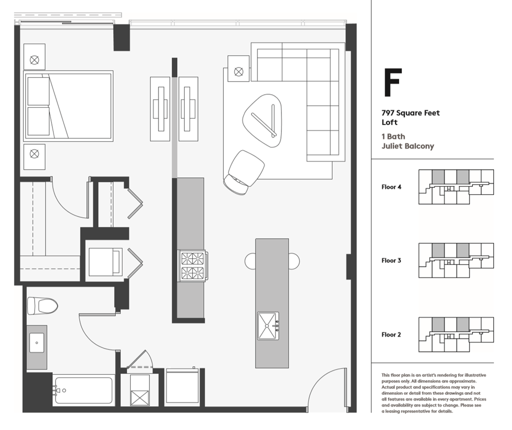 a floor plan of a living room with a bedroom and a bathroom