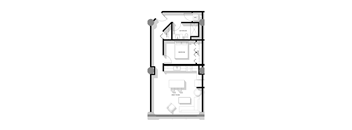 floor plan of the upper level of a small house