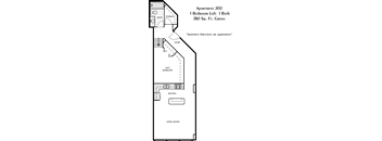 a floor plan of a house with a bedroom and a living room
