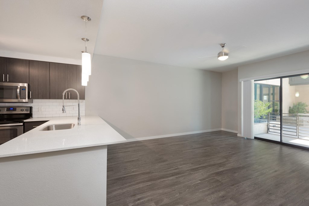 Open Concept Floor Plans Opening To Outdoor Patio At Union at Roosevelt Apartments In Phoenix, AZ