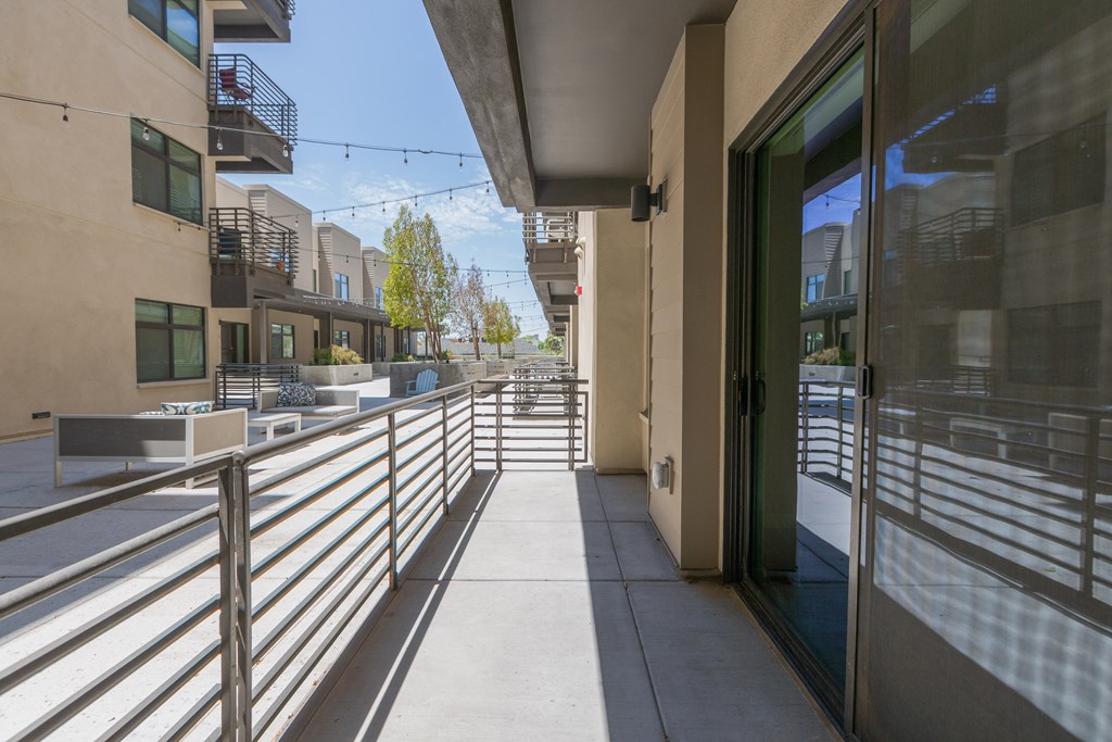 Empty Apartment Patio At Union at Roosevelt Apartments In Phoenix, AZ