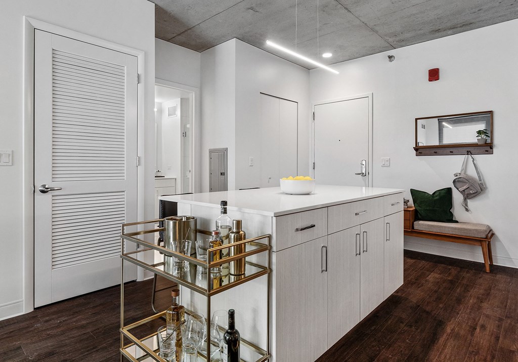 a white dog with its nose in a collage of triangles