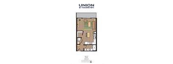a floor plan of a unit with a bedroom and a bathroom