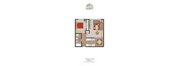 a floor plan for a 1 bedroom unit