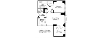1 Bed 1 Den 1.5 Bath Floor Plan at Residences Providence, Rhode Island