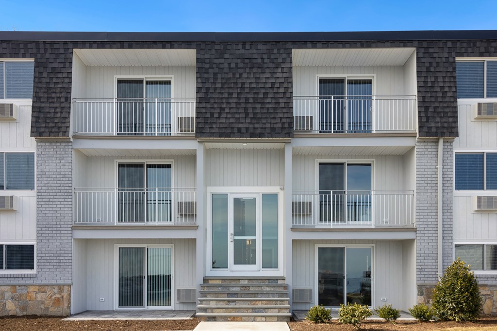 Front View Of Main Building with balconies at 151 Ocean Road LLC, Narragansett, 02882