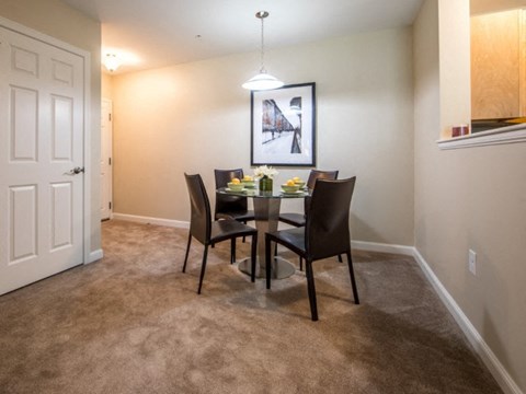 Model apartment with kitchen table