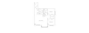 the black and white floor plan of the apartment