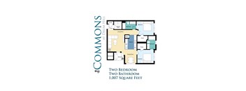 Two Bedroom Two Bathroom Floor Plan Image 1007 SqFt