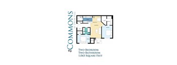 Two Bedroom Two Bathroom Floor Plan Image 1043 SqFt