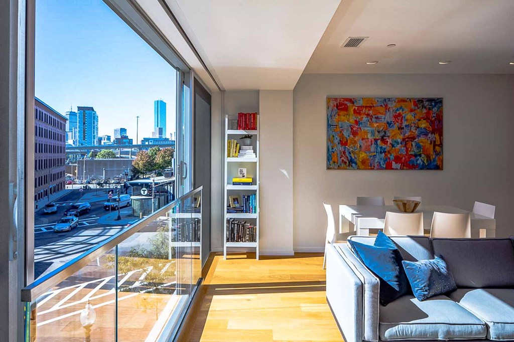 26 west broadway one bedroom apartment with large open balcony overlooking red line mbta
