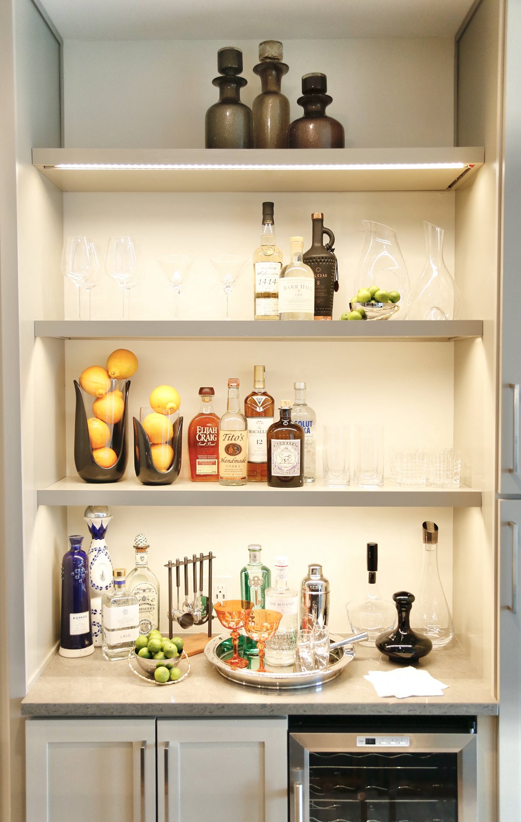 Kitchen with built-in shelving
