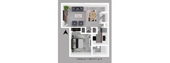 1-bedroom floor plan.