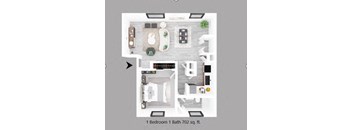 1-bedroom floor plan.
