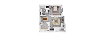 1-bedroom floor plan.