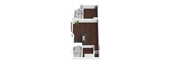 a floor plan of a house with a bedroom and a living room