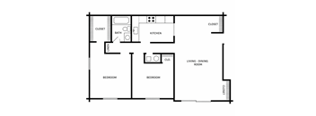 A black and white image of a floor plan for a house.
