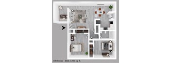 2-bedroom floor plan.