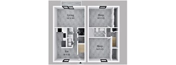 Two Bedroom 1.5 Bath TH