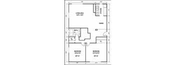 a floor plan of a small house with a kitchen and a living room