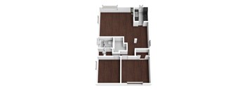 a drawing of the upper floor of a 1 bedroom apartment