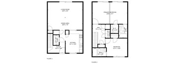 A black and white image of a floor plan for a two-story house.