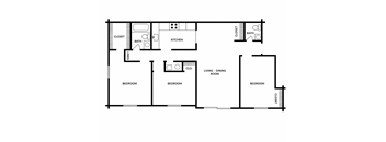 A black and white image of a floor plan for a house.