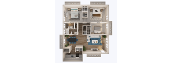 A diagram of a two-story apartment with dimensions.