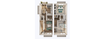 A set of four images showing different layouts of a room with dimensions.