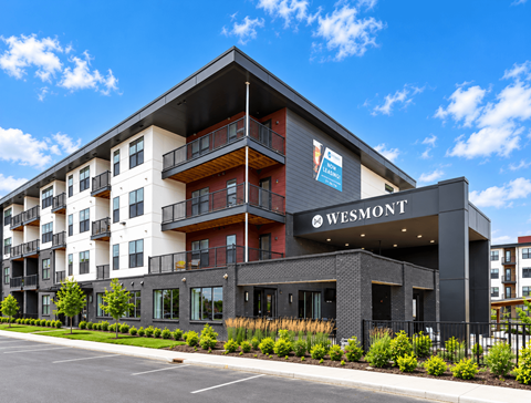 The Wesmont building is a modern multi-story residential complex.