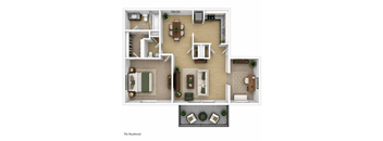 A 3D floor plan of a house named The Royalwood.