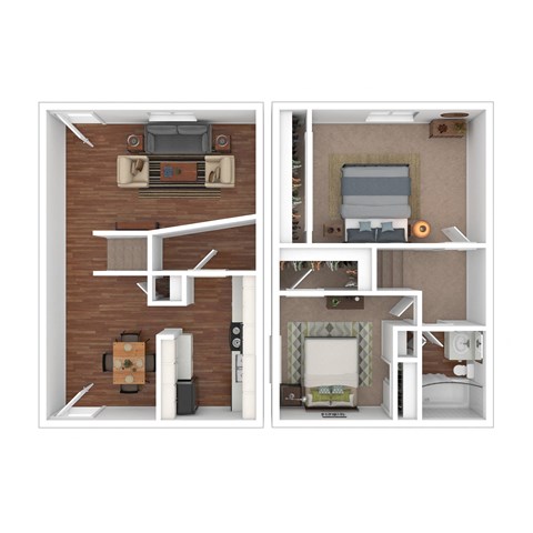 2 Bed 1 Bath Floor Plan at Townhomes at 28th, Columbus, IN, 47201