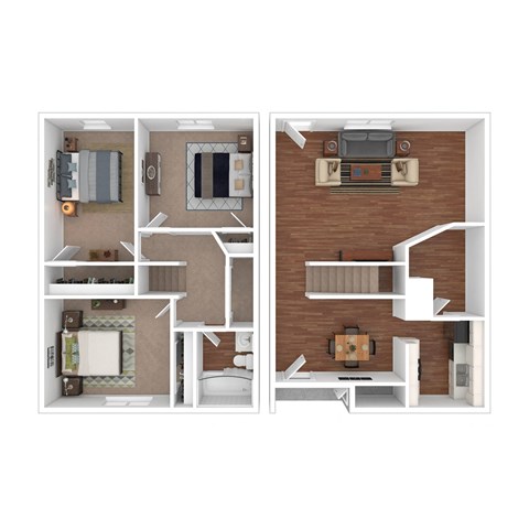 3 Bedroom Floor Plan at Townhomes at 28th, Columbus, 47201