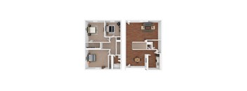 3 Bed 1 Bath Floor Plan at Townhomes at 28th, Columbus, Indiana