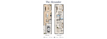A floor plan of a two-story apartment named The Alexander.
