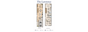 A floor plan of a two-story home named The Lawrence.