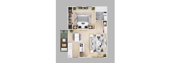 1-bedroom floor plan.