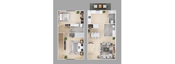 2-bedroom townhouse floor plan.