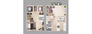 3-bedroom townhouse floor plan.