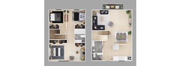 3-bedroom townhouse floor plan.