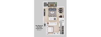 1-bedroom floor plan.