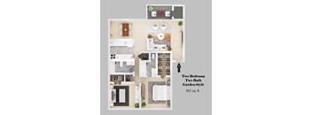 2-bedroom floor plan.