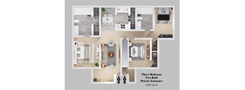 3-bedroom floor plan. 