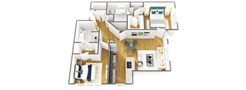 a floor plan of a home with a bedroom and living room